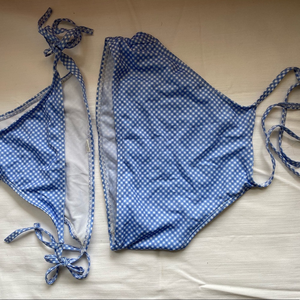 Blue checkered bikini cute
